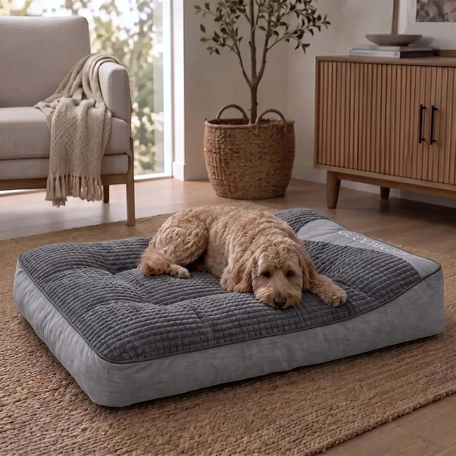 Large Scratch-Resistant Orthopedic Dog Cushion Bed