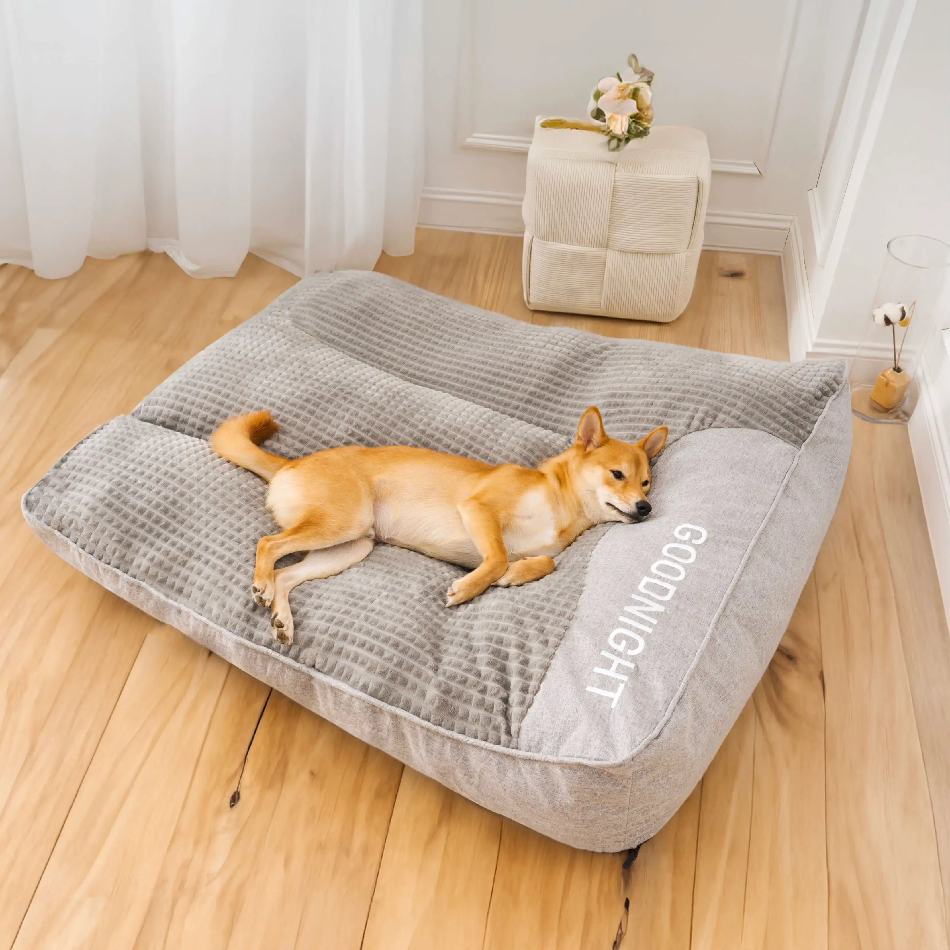 Large Scratch-Resistant Orthopedic Dog Cushion Bed